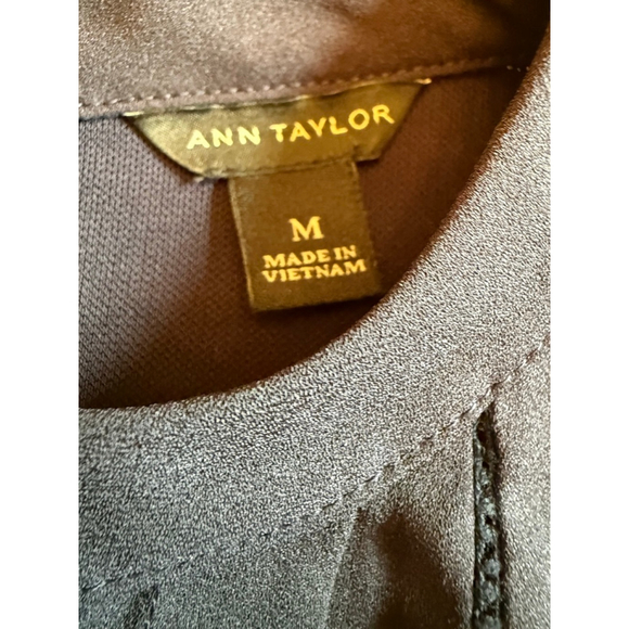 Women's Ann Taylor Navy Ruffle Pleated Sleeveless Blouse M - Picture 3 of 10